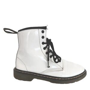 Dr. Martens AirWair Youth Size 3 Patent Leather Lace up Ankle White Boots 1460